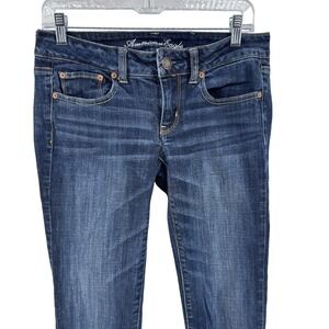American Eagle By Payless Women's Straight Leg Jeans - Dark Blue Wash